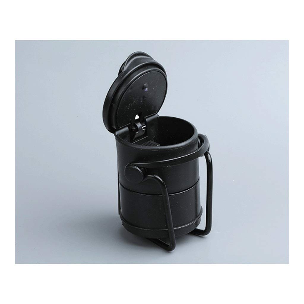 DIDI Ashtrays for Cigars Vehicle Smoking Ash Tray，Easy Clean Flame Retardant ABS Ashtray,with Lid Blue Led Light,for Most Truck Holder,Detachable (Color : Black+Bracket)