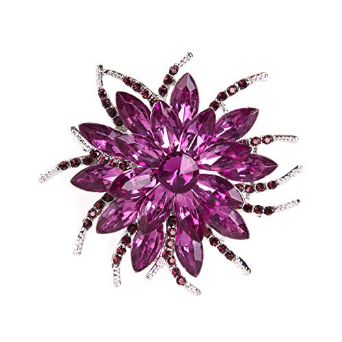 Image of Sparkling Crystal Flower Brooch Pins for Women Dainty Rhinestone Flower Shape Brooch Pin Suit Scarf Hats Decoration Wedding Jewelry
