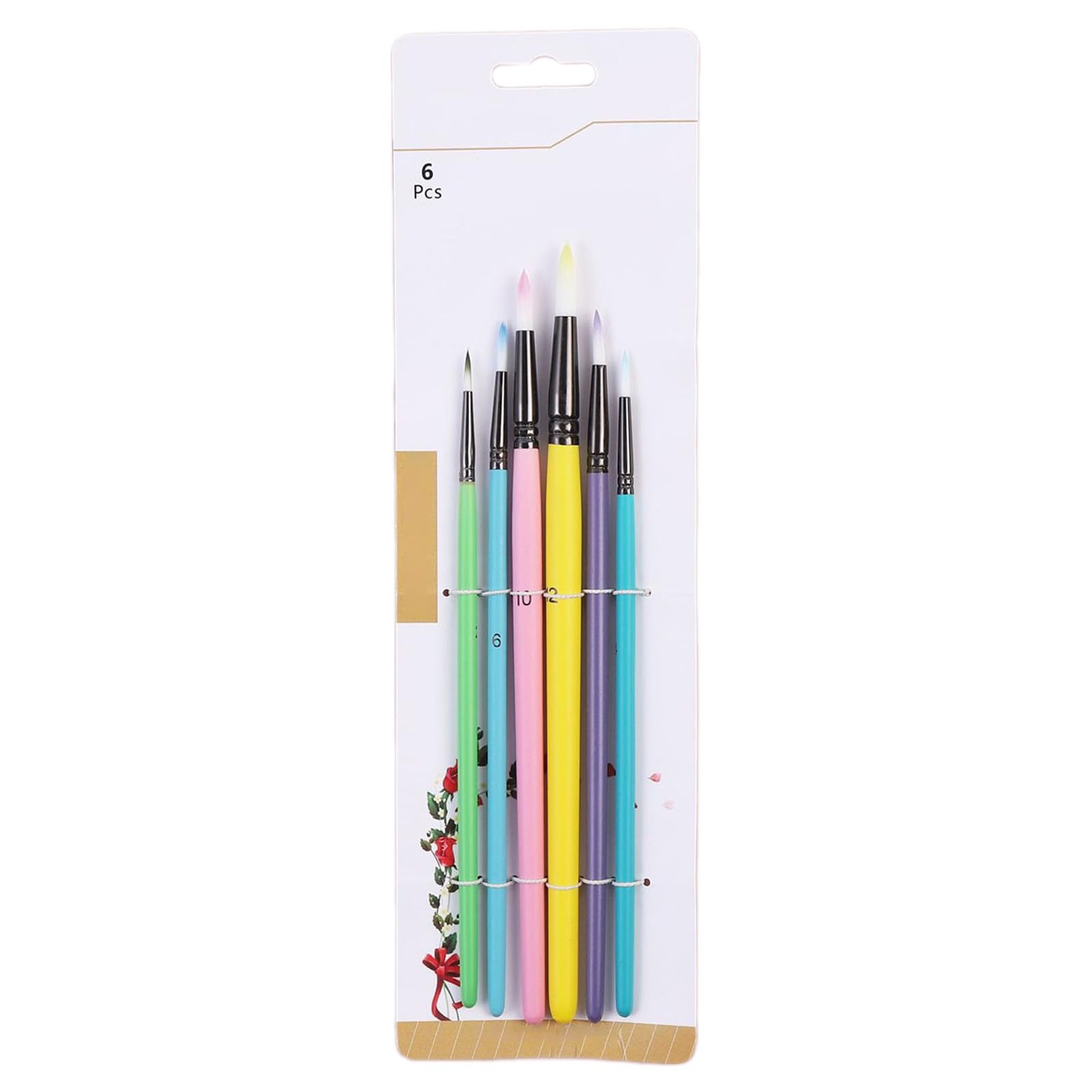 6Pcs Professional Paint Brush Nylon Bristle Paint Brush for Gouaches Watercolor Oil Acrylic, Face and Body Painting Macaron Color Brushes