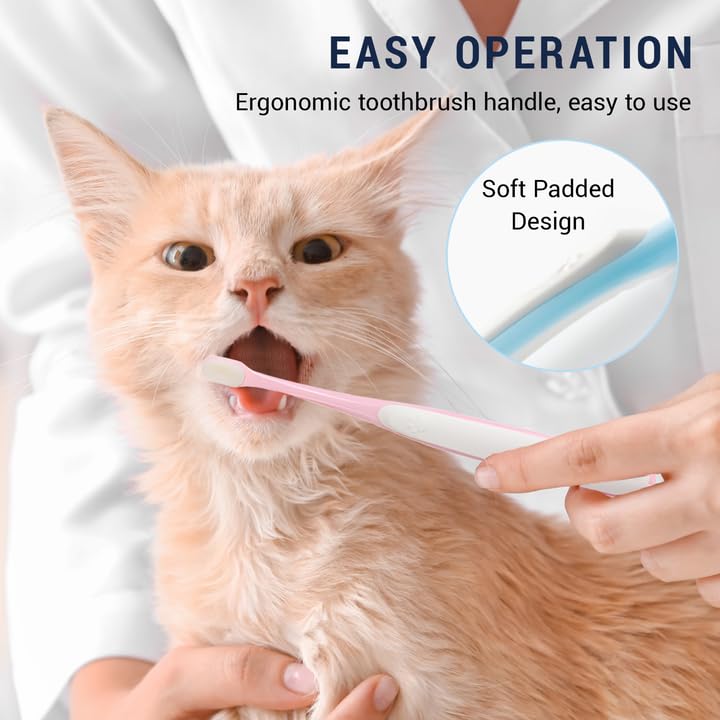 Image of Pet Toothbrush Set for Small Dogs and Cats, 4 Pack Micro Head with Soft Bristles