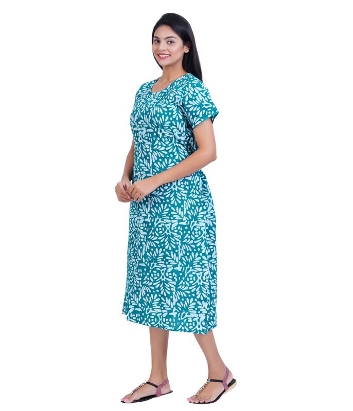 Image of MENMAII Women's [Size - L- 4XL ] Full Open /Front Buttoned [a Kind of Adaptive Clothing] Multipurpose Nighty for Maternity /Pregnancy /Elderly /Patient /Feeding /Hospital Purpose Nighty(4XL) - Calf Length