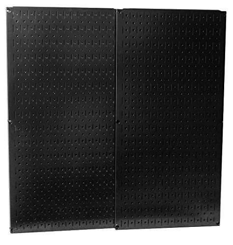 Wall Control 30-P-3232B Black Metal Pegboard Pack - (2) 32' Tall x 16' Wide Black Pegboards