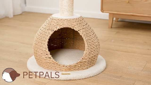 Casa para gato de cuerda de papel 2 niveles beige 18.5 pulg miniatura 7