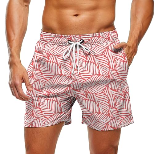 Floral Shorts Men,Floral Tropical Shorts for Men - Quick Dry Swim Trunks Elastic Waist Swimwear with Pockets for