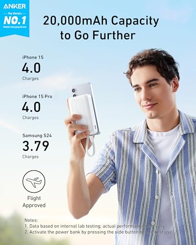 Image of Anker Zolo Power Bank (2025 Upgraded Version), 20,000mAh 30W High-Speed Portable Charger with Built-in USB-C Cable, Battery Pack for iPhone 17 /16 / 15 Series, Galaxy, and More