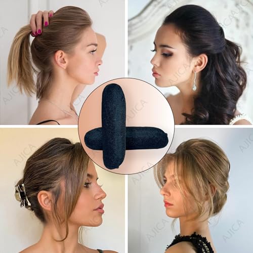 Image of Charming Bump It Up Volumizer Hair Base Perfect Black Hair Puff Volume Pad for Women Head Cushion with Fluffy Hair Puff, Bun Bump, Princess Styling Hair Bun and Crown Shapers for Women and Girls Accessories (Pack of 6)