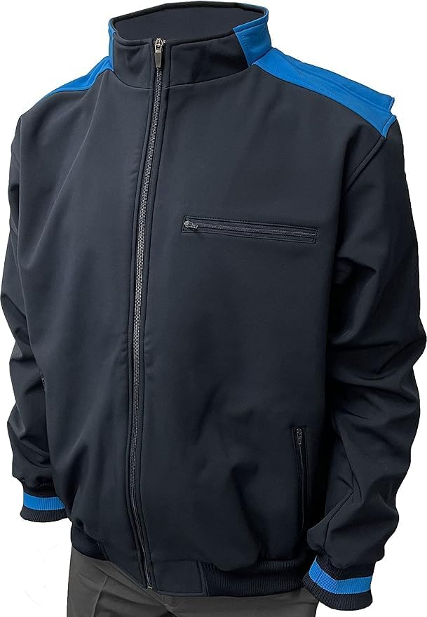 Smitty | BB-S-343 | College Softball Style Full Zip Thermal Fleece Umpire Jacket | Navy w/Blue | Collegiate Cold Rain