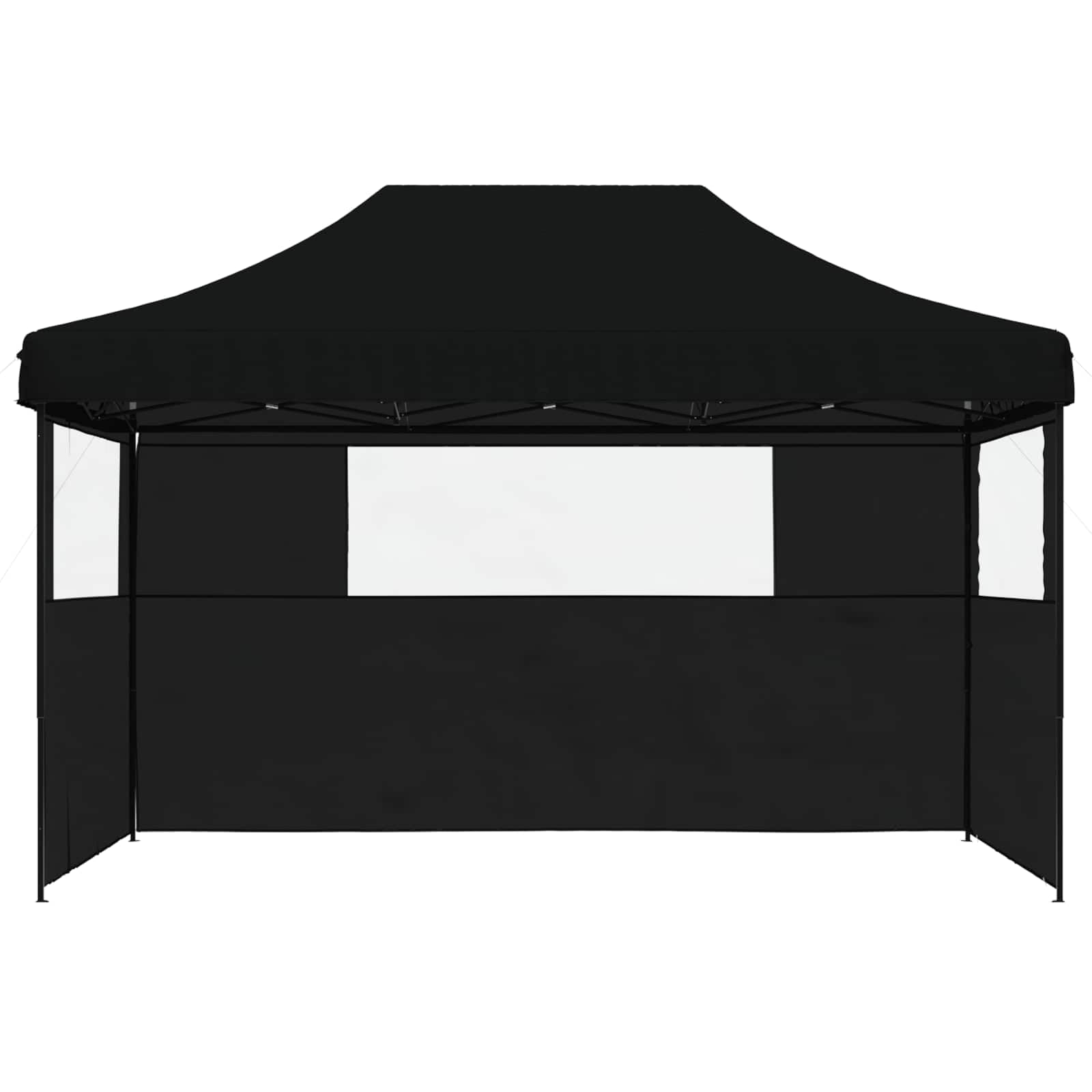 Party-Zelt Schwarz aus Oxford-Stoff 292 x 440 x 315 cm mit pulverbeschichtetem Rahmen, Faltpavillon für Garten, Terrasse, Camping, Festival und Gartenparty