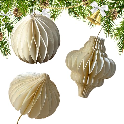 Generisch 3 Stücks Wabenpapier Weihnachtsbaum, Weihnachtsbaumschmuck...