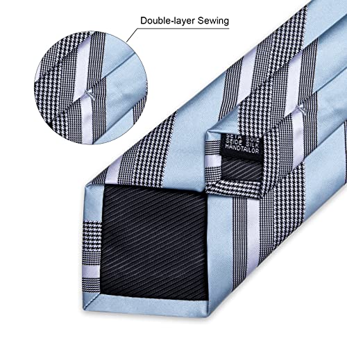 Image of DiBanGu Mens Striped Tie Silk Woven Necktie and Pocket Square Cufflinks Tie Clip Set Wedding Business Formal Gift Tie for Men