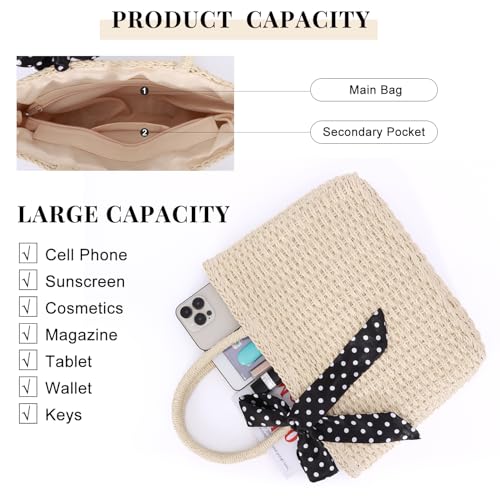 Bolso Tote de Ratán para Mujer, Tejido a Mano miniatura 6