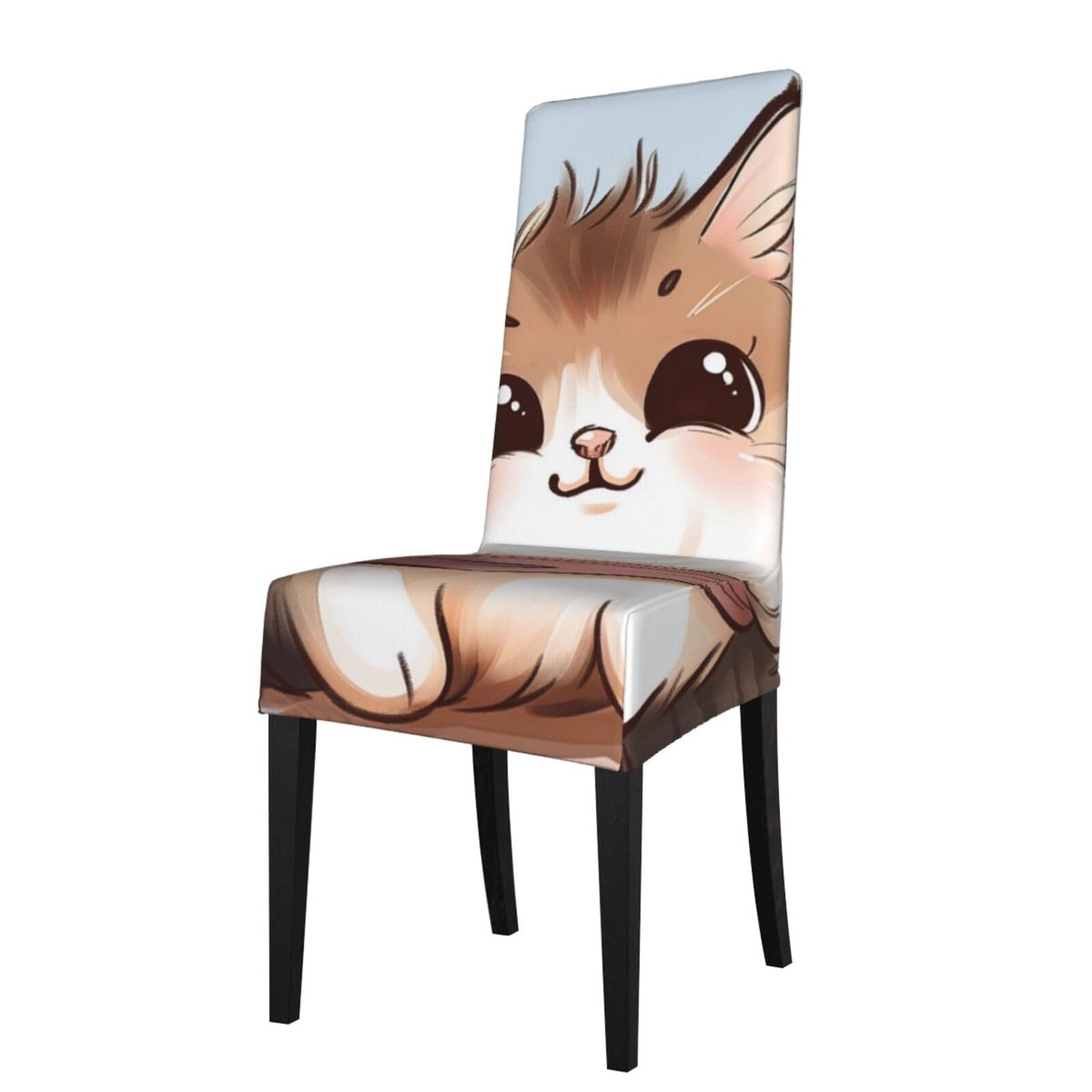 WPKJU Cartoon cat 1 Print Dining Chair Covers Removable Chair Seat Covers Decorative for Kitchen & Bar Stools