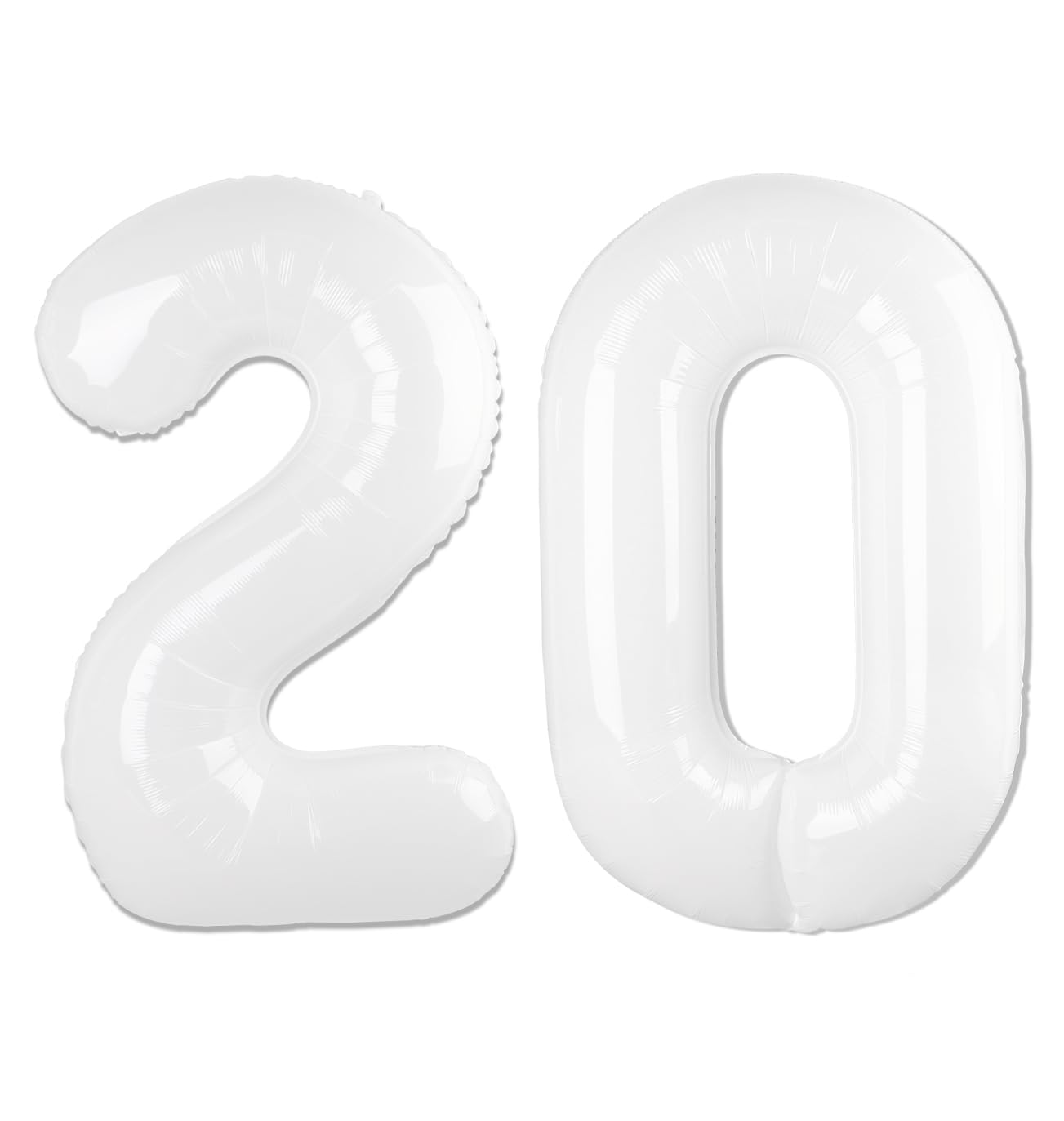 White 20 Balloon - Number Balloon 40 Inch, 20th White Birthday Decorations