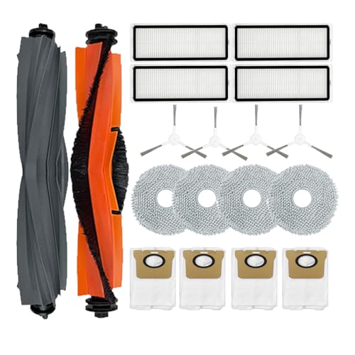 Replacement Spare Parts for Dreametech Bot L10 Ultra / L10s Ultra Robot Vacuum 2 Main Brush 4 Side Brush 4 Filter 4 Mop Pad 4 Dust Bag Accessories (18 Pack)