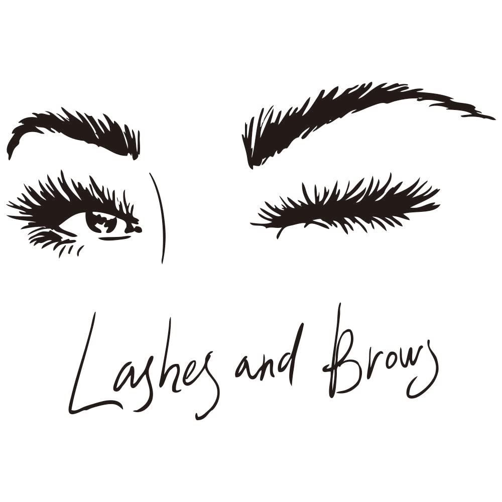 ANFRJJI lash studio decor brow studio decoration Stylish PVC Removable Wall Decal with Eye and Brow Design - Perfect Decor for Lash and Brow Studios, Beauty Salons, and Bedrooms effect 25"x18" (Black-JZY234-Lashes)