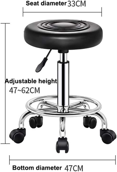 ZJDU PU Leather Round Rolling Stool,360-Degree Rolling Swivel Adjustable Stool Chair with Foot Rest - for Medical Spa Salon Tattoo Work Office Massage Stools Task Chair,Orange : Beauty & Personal Care