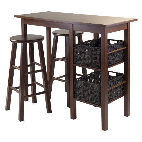 Winsome Wood Egan 5-Piece Breakfast Table with 2-Baskets and 2-Stools