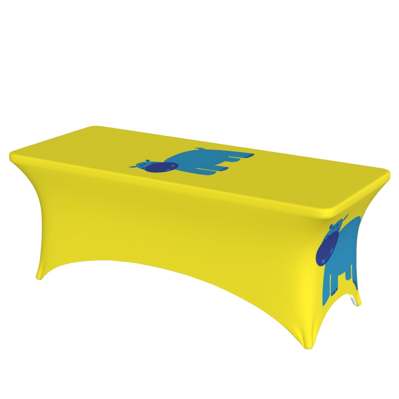 AYYQWE Cute Hippo Print Elastic Rectangular Tablecloth For Banquet Outdoor Picnics Office Table Cover