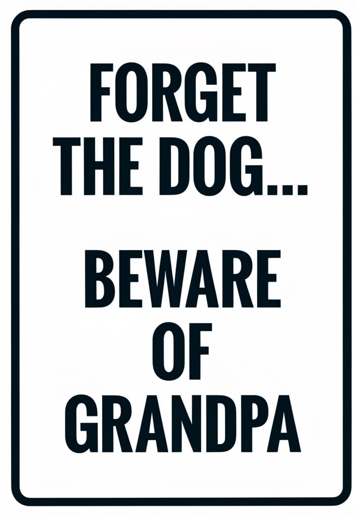 peiyeety Forget The Dog Beware of Grandpa Tin Sign 12x8 Inch Funny Metal Wall Decor Vintage Style Plaque for Home Bar Garage Man Cave Farmhouse Grandpa Gifts