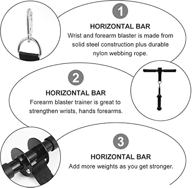 Forearm Strengthener and Wrist Roller,Forearm Exerciser for for Training, Workout Wrist/Arm Blaster with Non-Slip Hand Grip Strong Nylon Webbing,Fit 1&2 inch Olympic Weight Plates