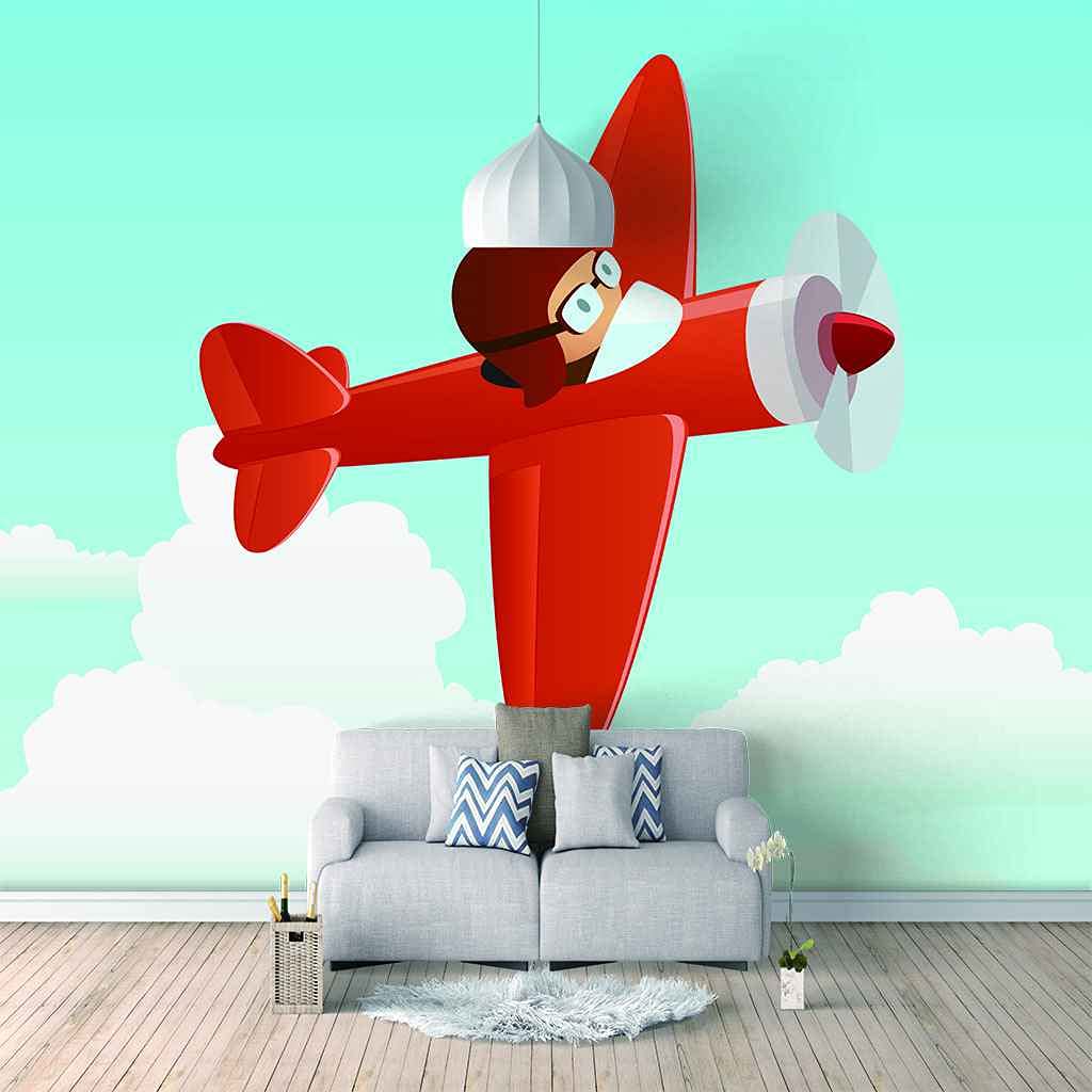 Papier peint 3D avion rouge poster géant mural personnalisé 200x140