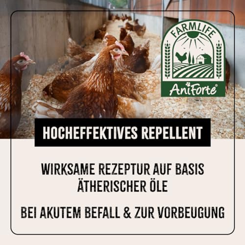 AniForte Milbenspray Hühner & Geflügel 1Liter - gegen Milben & Parasiten, Milben Stop, Milbenmittel als Umgebungsspray & Kontaktspray, zur Vorbeugung & bei akutem Befall