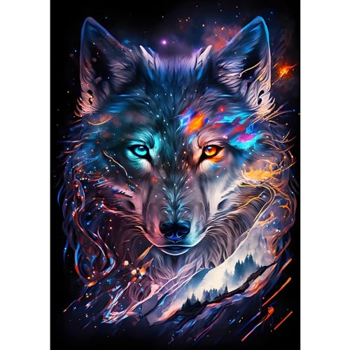 EOBROMD Wolf Diamond Painting, 5D Diamond Painting Kits for Adults Kids Full Round Drill Diamond Art Kits