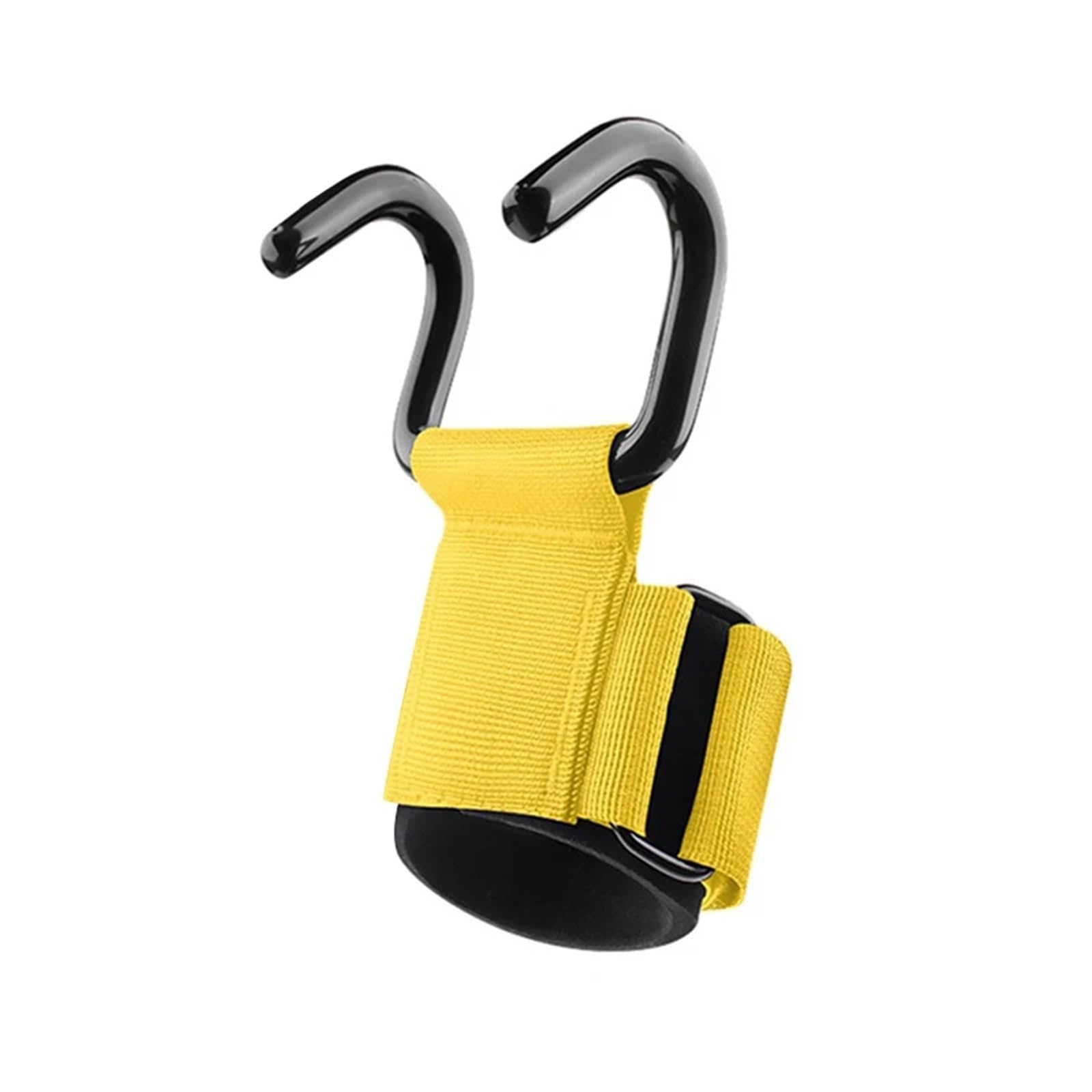 1pc Non-Slip Weight Lifting HooksWeightlifting Deadlift Chin Pull Up And Exercise Fitness Hook Training(Yellow 1)