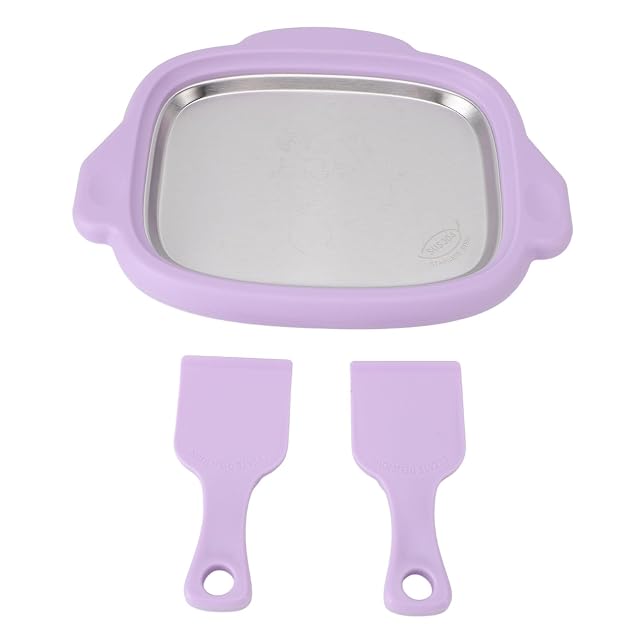 Ice Stir Frying Machine Rolled Ice Cream Maker with 2 Shovels 304 Stainless Steel Plate for Homemade Rolled