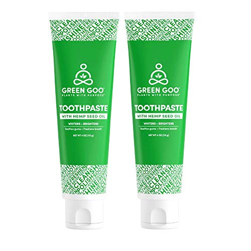 Green Goo Toothpaste with Hemp Seed Oil, All-Natural Toothpaste for Combating Bad Breath & Whitening Teeth, Promotes Good Dental Hygiene, 4 Oz