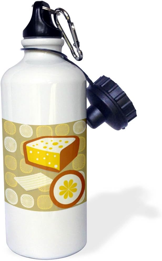 3dRose Retro design elements highlight this bread and butter illustration 21 oz Sports Water Bottle