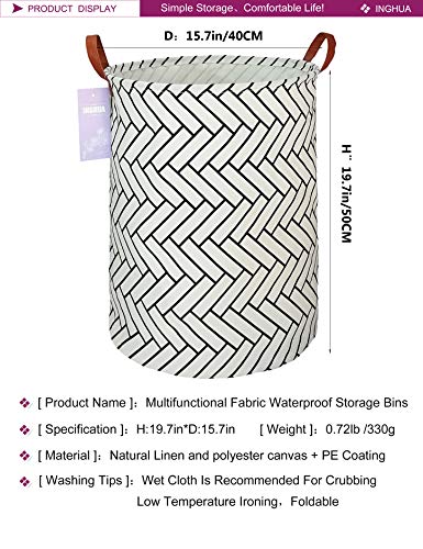 Image of Weave Laundry Hamper Large Canvas Fabric Storage Basket | Organizer Bin Dirty Clothes Collapsible Waterproof for College Dorms, Boys and Girls Bedroom,Bathroom