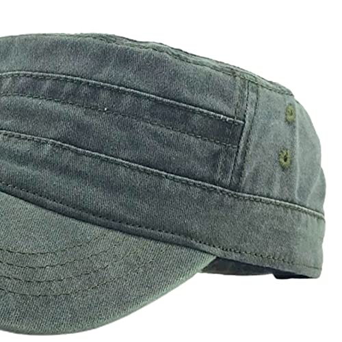 Mosichi Chapéu masculino leve vintage Cadet Hat Flat Top para caminhadas, Verde militar, Small
