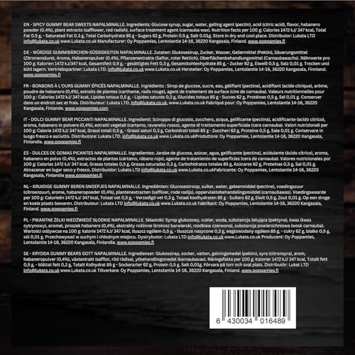 Scharfe Gummibärchen NapalmiNalle Chili-Fruchtgummis - Glutenfrei Laktosefrei Vegan - Nicht für Kinder oder Halloween-Streiche - Schärfegrad: 4/10 - Größe: 125g