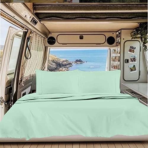 Short Queen Sheets for Rv Camper 100% Cotton Rv Sheets Short Queen Sheets Camper Sheets Rv Queen Sheets Short Queen Sheet Set for Rv Camper Short Queen Sheets for Rv Mattress Pastel Mint Solid