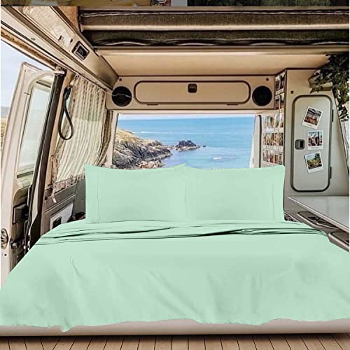 Short Queen Sheets For Rv Camper 100% Cotton Rv Sheets Short Queen Sheets Camper Sheets Rv Queen Sheets Short Queen Sheet Set For Rv Camper Short Queen Sheets For Rv Mattress Pastel Mint Solid #TOP27
