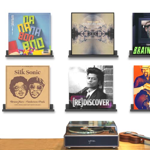 6 Pcs Vinyl Record Wall Mount, 15 Inch Metal Wall Shelf Mount, Black, Album Record Holder Display For Wall Decor, Album Storage Display Shelves For Music Store Display Your Daily Lp Home Office #TOP1