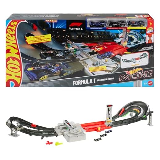 Hot Wheels Racing - Circuito Grand Prix, set pista con due modalità gara e booster motorizzato, include 3 veicoli di Formula 1 in scala 1:64, giocattolo per bambini, 5+ anni, JLB13