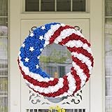 Livaprul 16 inch Honor Hero Patriotic WreathThe Flag Wreath on The Porch Red, White, Blue Memorial Day Wreath - Durable Independence Day Front Door Decoration (Rotundity)