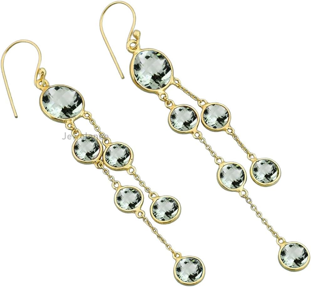 22K Yellow Gold Over Fine Sterling Silver Drop Dangle Earrings For Womens Gemstone Dangling Earrings Hypoallergenic Dangle Earrings Christmas Gift