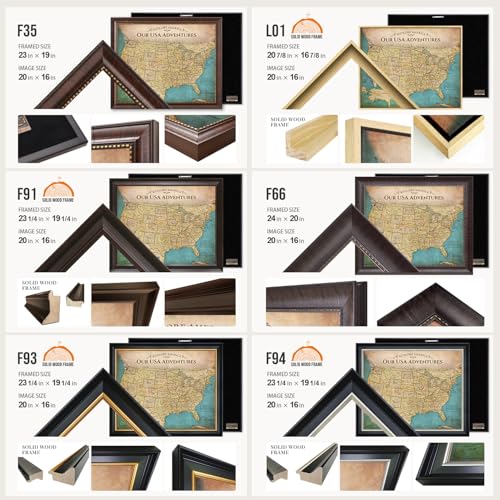 Image of DECORARTS - Personalized Push Pin Travel Map USA, Custom Name, Pin Board Canvas Wall Art, Antique Vintage Old United States Decor, Optional Wood Frame, Giclee Print, Handcrafted in USA, 20x16''
