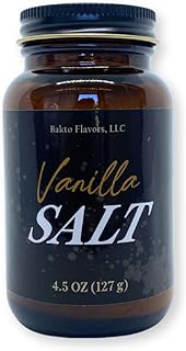 Bakto Flavors Vanilla Salt - Made with Fleur de Sel Sea Salt and Gourmet Ground Vanilla Beans - Finishing Salt - 4.5 OZ