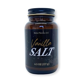 Bakto Flavors Vanilla Salt - Made with Fleur de Sel Sea Salt and Gourmet Ground Vanilla Beans - Finishing Salt - 4.5 OZ