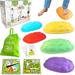 Hapinest Turtle Steps Balance Stepping Stones Obstacle Course Coordination Game for Kids and Family - Indoor or Outdoor Sensory Play Equipment Toys Toddler Ages 3 4 5 6 7 8 Years and Up