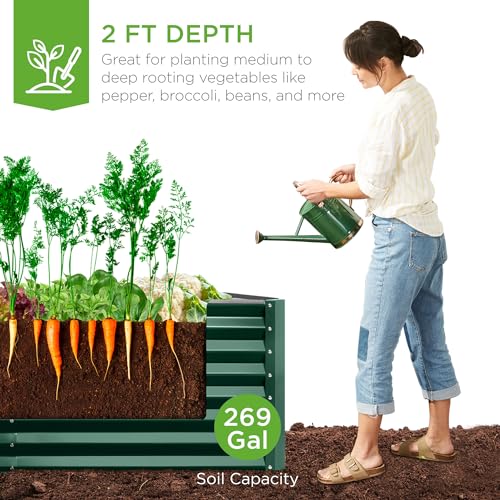 image for Best Choice Products 6x3x2ft Outdoor Metal Raised Garden Bed, Deep Roo