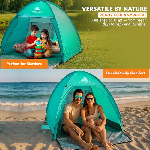 Voyager Beach Tent – Super Easy Pop-Up, Large Space, UPF 50+ UV Protection, Premium Quality, Lightweight & Portable, Versatile Outdoor Shade, 2-Person, Compact Folded Size (Teal) - Image 6