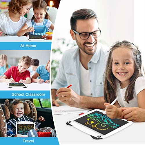 Kids Toys LCD Writing Tablet,9 Inch Colorful Screen Doodle Board,Erasable and Portable Drawing Pad for Birthday Christmas (White)