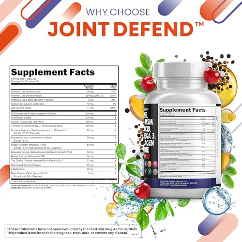 Image of Clean Nutraceuticals Glucosamine 1500mg Chondroitin 1200mg MSM with Turmeric Curcumin, Collagen, Hyaluronic Acid, Omega 3 - Joint Health Supplement for Men & Women - Joint Complex - 120 Count