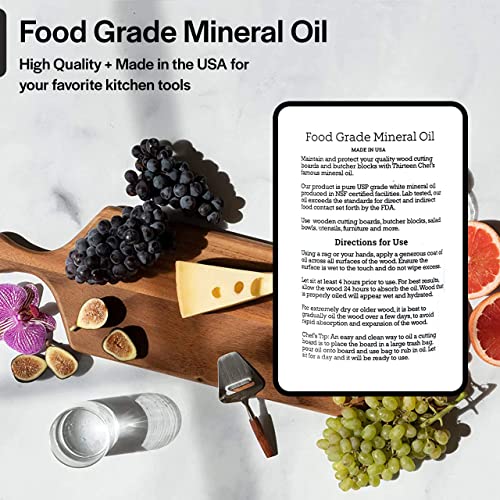 Image of Thirteen Chefs Mineral Oil - 64oz Food Grade Conditioner for Wood Cutting Board, Countertop & Butcher Block, Lubricant for Knife or Meat Grinder - Safe USP Finish on Marble, Soapstone