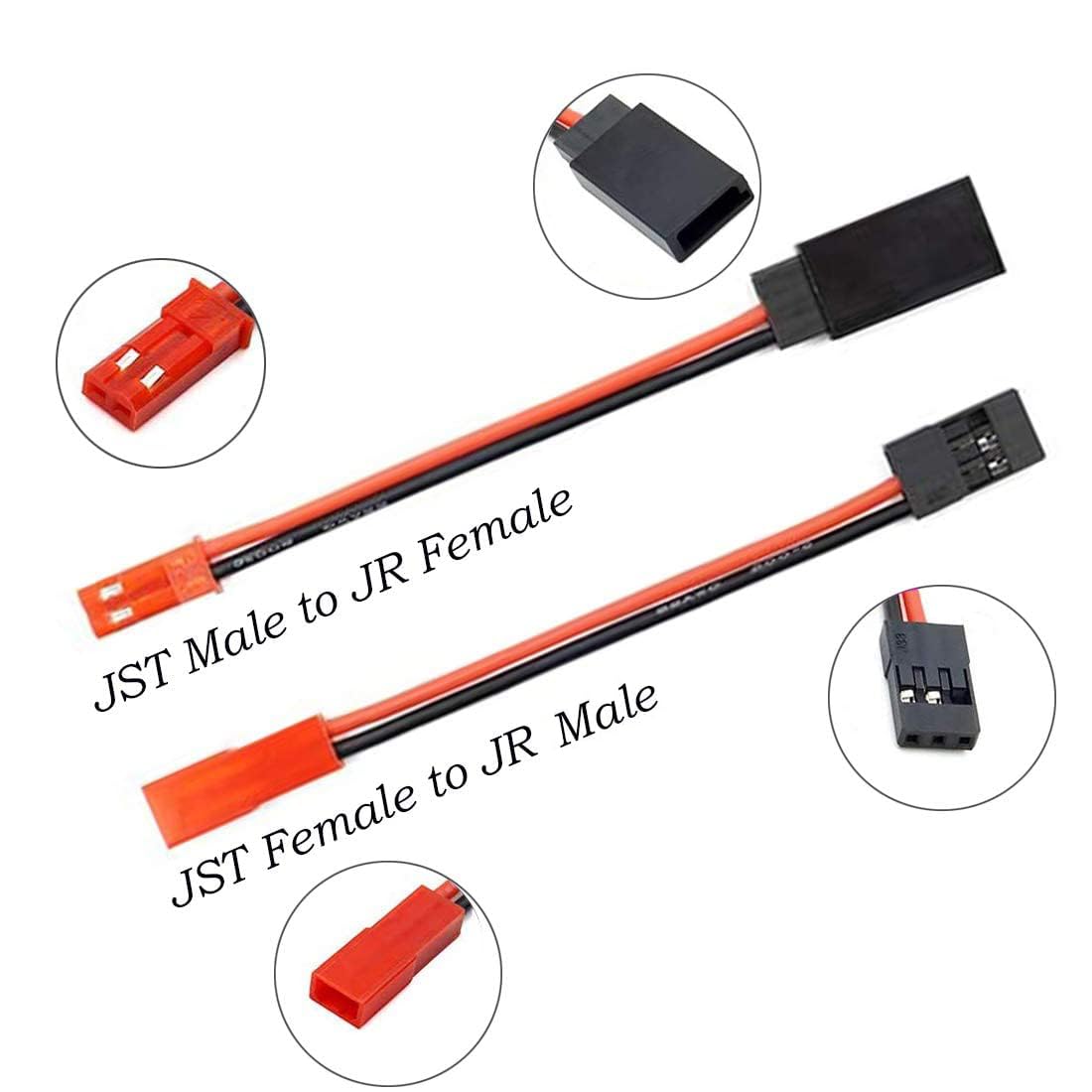 Nuofan 6PCS JST Plug Splitter Male Female Y Cable Adapter